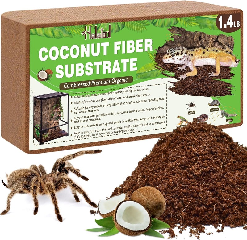 Halatool 1.4LB Coconut Fiber Substrate for Reptile Bedding, Natural Coconut Husk Substrate for Snake Tarantula Enclosure Tortoises Habitat Spider Leopard Gecko Tank, Fill 2.1 Gallon Terrarium - Image 2